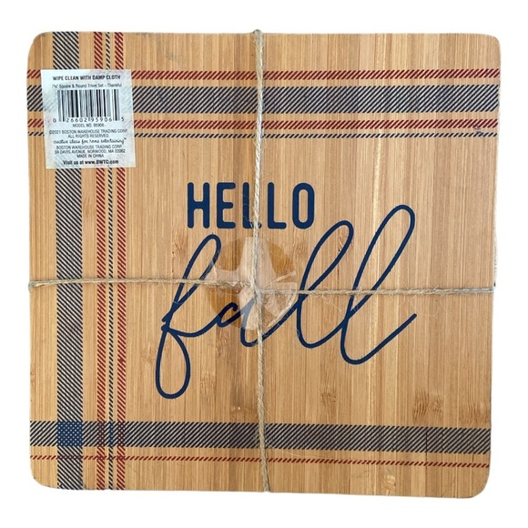 BWTC Bushel & Basket Seasonal Goods Bamboo Trivets Set of Two 7-3… - Picture 2 of 3